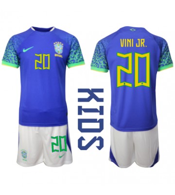 Lacne Dětský Futbalové dres Brazília Vinicius Junior #20 MS 2022 Krátky Rukáv - Preč (+ trenírky)
